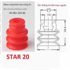 Núm hút cao su silicon 3 ngăn, giác hút chân không Star 3 ngăn dùng cho cọc hút đầu bắt núm 8mm