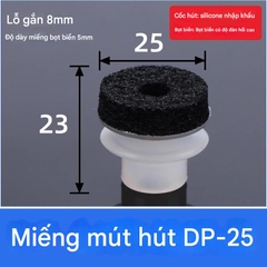 Núm hút chân không dạng 2 ngăn nhún có xốp bọt biển đen chịu lực – hút mạnh, không rơi rớt