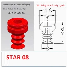 Núm hút cao su silicon 3 ngăn, giác hút chân không Star 3 ngăn dùng cho cọc hút đầu bắt núm 8mm
