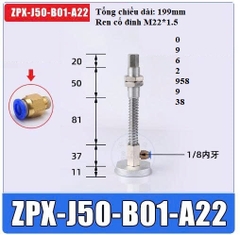 Phụ kiện cánh tay robot gắp các sản phẩm lớn, Cọc hút lớn ZPX ren M22*1.5