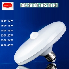 Đèn LED UFO cảm ứng cơ thể con người, cảm ứng radar, cảm biến âm thanh, và ánh sáng dùng cho hành lang, nhà để xe 20w