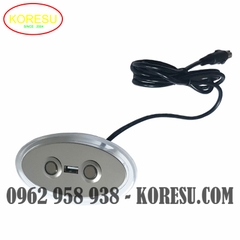 Nút bấm diều khiển điện hình bầu dục trong màu đen có rắc cắm sạc USB dùng cho ghế và giường massage, điện vào có ánh sáng màu.(67172)