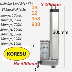 Xi lanh điện tốc độ di chuyển 45mm/s- lực đẩy 45mm/s, Điện 12v/ 24v, HY01.