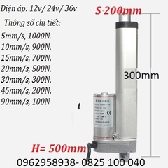 Ty đẩy nâng hạ tự động với lực nâng 150 kg, tốc độ 5mm/s, điện 24v với các hành trình khác nhau.