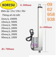 Xi lanh điện 12v chạy tốc độ 20mm/s lực đẩy 500N, Thiết bị nâng hạ tự động điện 12v, HY01.