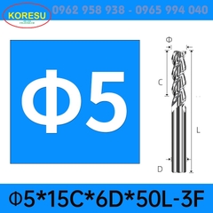 Dao phay 3 lưỡi ,Dao phay nhôm đặc biệt, Công cụ thép vonfram Cnc (TR003)