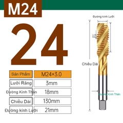 Mũi TARO Mạ Titan EX-SFT đầu vàng Rãnh xoắn ốc M2-M24 (TR001)