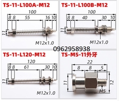 Thân hút khí TS-11-L100-M12 dùng với núm hút lỗ 8mm của tay gắp robot, tay hút khí nén công nghiệp.