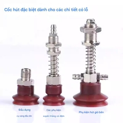 Cốc hút chân không chặn lỗ DK20/DK25/DK30 – Silicon chịu nhiệt, bám chắc – Phụ kiện robot khí nén