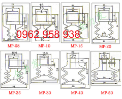 Núm hút chân không cao su silicol trắng SP, MP, DP