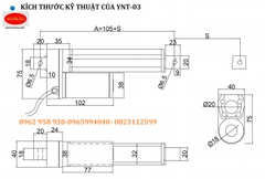 Thiết bị nâng hạ tự động xi lanh điện 24v hành trình 500mm, tốc độ 40mm. YNT-03.