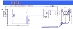 Ty đẩy tự động điện 24v, tải 1500N , tốc độ 10mm/s, xi lanh hành trình 400mm, hành trình 500mm, HY02.