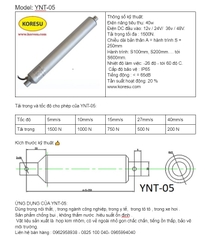 Xi lanh điện dùng cho xe ô tô, đồ nội thất , lực nâng 1000N với tốc độ 10mm/s, YNT 05.