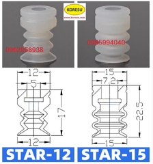 Núm hút cao su silicon 3 ngăn, giác hút chân không Star 3 ngăn dùng cho cọc hút đầu bắt núm 8mm