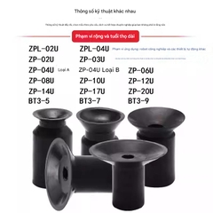 Cốc hút chân không ZP-U | Nhiều size từ ZP-02U đến ZP-50U | Hấp phụ mạnh, gắn robot tự động