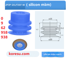Giác Hút silicon 2 Tầng phi 20 màu xanh Mềm Chống Móp Sản Phẩm, ZP3P-20JT2SF.