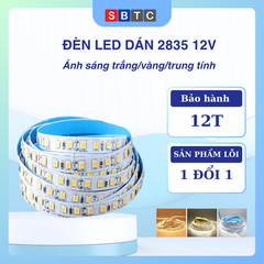 Cuộn Led dây dán 5m dùng điện12V 2835 120led/m, 180led/m 240 led/m có keo dán 1 mặt đơn sắc