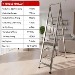 Thang ghế inox Tùng Phát 6 bậc
