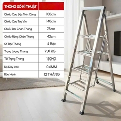 Thang ghế inox Tùng Phát 4 bậc