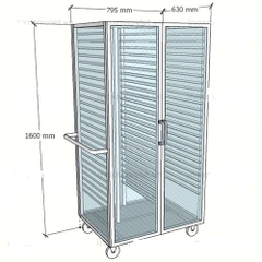 Xe đẩy khay cơm 100 khay có lưới