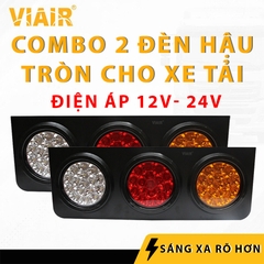 Combo 2 Đèn Hậu Xe Tải Bộ Hai Đèn Điện 12-24V, Đèn Hậu 3 Khoang Led Tròn VIAIR VI 003