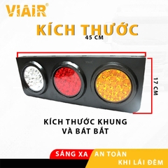 Combo 2 Đèn Hậu Xe Tải Bộ Hai Đèn Điện 12-24V, Đèn Hậu 3 Khoang Led Tròn VIAIR VI 003