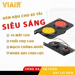 Combo 2 Đèn Hậu Xe Tải - Đèn Hậu 2 Khoang Led Tròn Đỏ Vàng Điện Áp 12V/24V VIAIR VI-002