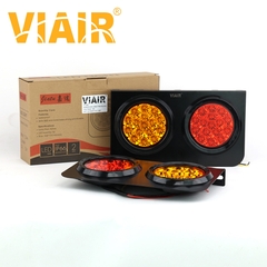 Combo 2 Đèn Hậu Xe Tải - Đèn Hậu 2 Khoang Led Tròn Đỏ Vàng Điện Áp 12V/24V VIAIR VI-002