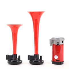 Kèn Sinh Hơi 2 Loa Đỏ 12V/24V Có Rờ Le (Kèm Mô Tơ Tạo Hơi A) VIAIR VI-A04 Còi Hơi Xe Tải, Ô Tô