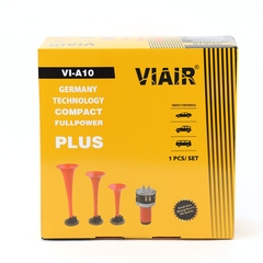 Kèn Sinh Hơi 3 Loa Đỏ 12V/24V Có Rờ Le (Kèm Mô Tơ Tạo Hơi E) VIAIR VI-A10 Còi Hơi Xe Tải, Ô Tô