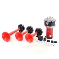 Kèn Sinh Hơi 3 Loa Đỏ 12V/24V Có Rờ Le (Kèm Mô Tơ Tạo Hơi E) VIAIR VI-A10 Còi Hơi Xe Tải, Ô Tô