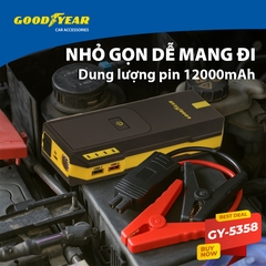 Bộ Kích Bình Cho Xe Hơi 670A GOODYEAR GY-5358 Đa Chức Năng Sạc Dự Phòng 12000mAh Siêu Mạnh Siêu Nhanh - Nhập Khẩu Chính Hãng