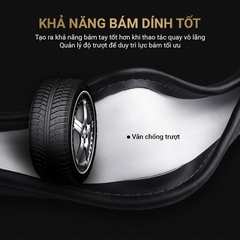 Bọc Vô Lăng CIND S049 Size M Màu Đen Kem - Nhập Khẩu Chính Hãng