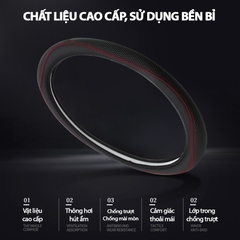 Bọc Vô Lăng CIND 5003 Size 4L Màu Đen Chỉ Đỏ - Nhập Khẩu Chính Hãng