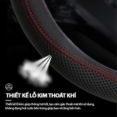 Bọc Vô Lăng CIND 5003 Size 4L Màu Đen Chỉ Đỏ - Nhập Khẩu Chính Hãng