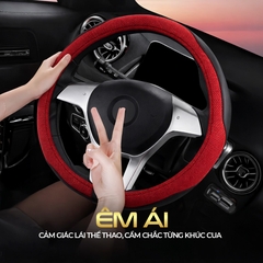 Bọc Vô Lăng CIND E011 Size M Màu Đen Đỏ Da PU Lõi TPE Chống Trượt Siêu Êm - Nhập Khẩu Chính Hãng