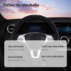 Bọc Vô Lăng CIND Y019 Size M Màu Đen Da PU Lõi TPE Chống Trượt Siêu Êm - Nhập Khẩu Chính Hãng