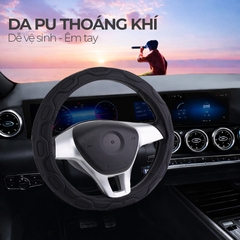 Bọc Vô Lăng CIND Y021 Size M Màu Đen Da PU Lõi TPE Chống Trượt Siêu Êm - Nhập Khẩu Chính Hãng