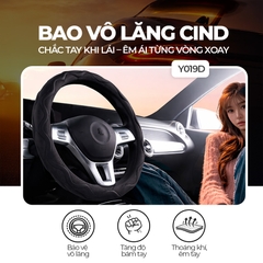 Bọc Vô Lăng D-Cut CIND Y019D Size M Màu Đen Da PU Lõi TPE Chống Trượt Siêu Êm - Nhập Khẩu Chính Hãng