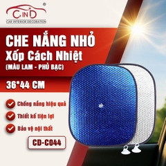 Combo 2 Tấm Che Nắng Ô Tô Xốp Cách Nhiệt Tròn Nhỏ Màu Lam Phủ Bạc CIND CD-C044 (36x44cm) - Nhập Khẩu Chính Hãng