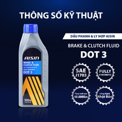 Dầu Phanh Và Ly Hợp Tổng Hợp AISIN Dot 3 500ml BFSDT305L - Nhập Khẩu Chính Hãng