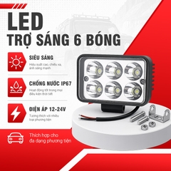 Đèn LED Trợ Sáng Bảng Chữ Nhật Viair 6 Bóng Trắng 12-30V (77x111mm)