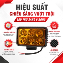 Đèn LED Trợ Sáng Bảng Chữ Nhật Viair 6 Bóng Vàng 12-30V (77x111mm)