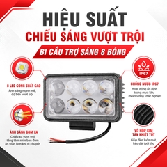 Đèn LED Trợ Sáng Bảng Chữ Nhật Viair 8 Bóng 12-30V (91*152mm)