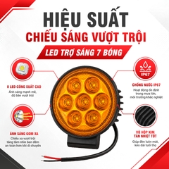 Đèn LED Trợ Sáng Tròn Viair 7 Bóng Vàng 12-30V