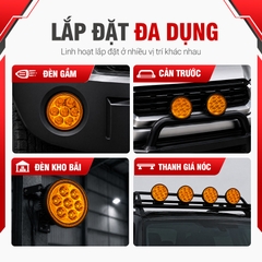 Đèn LED Trợ Sáng Tròn Viair 7 Bóng Vàng 12-30V