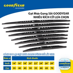 Gạt Mưa Gọng Sắt GOODYEAR Phù Hợp Nhiều Dòng Xe Thông Dụng - Nhập Khẩu Chính Hãng