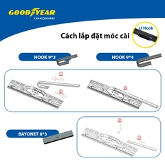 Gạt Mưa Gọng Sắt GOODYEAR Phù Hợp Nhiều Dòng Xe Thông Dụng - Nhập Khẩu Chính Hãng
