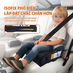 Ghế Nâng Ô Tô Trẻ Em ET-002A Booster Seat 125–150cm Màu Đen Tựa Lưng Có ISOFIX i-Size Có Khay Đựng Cốc Tiện Lợi  – Nhập Khẩu Chính Hãng