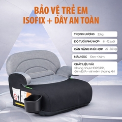Ghế Nâng Ô Tô Trẻ Em ET-002A Booster Seat 125–150cm Màu Đen Tựa Lưng Có ISOFIX i-Size Có Khay Đựng Cốc Tiện Lợi  – Nhập Khẩu Chính Hãng